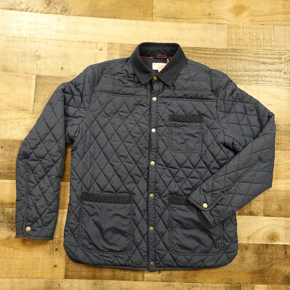 Original Penguin Quilted Jacket‎ Men’s XL Navy Plaid Lined Snap Front Casual